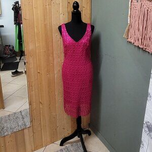 Glamorous Pink Floral Embroidery Dress by Chris McLaughlin Size 6